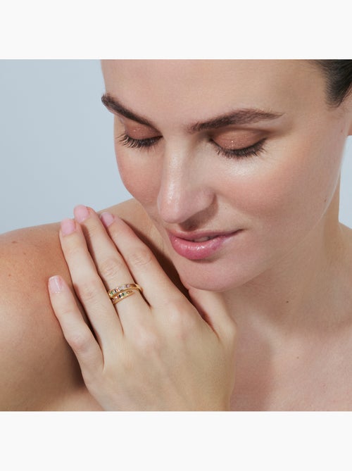 Bague Luxenter en alliage métallique et zirconie multicolore finie en or jaune 18 carats - Hagor - Kiabi
