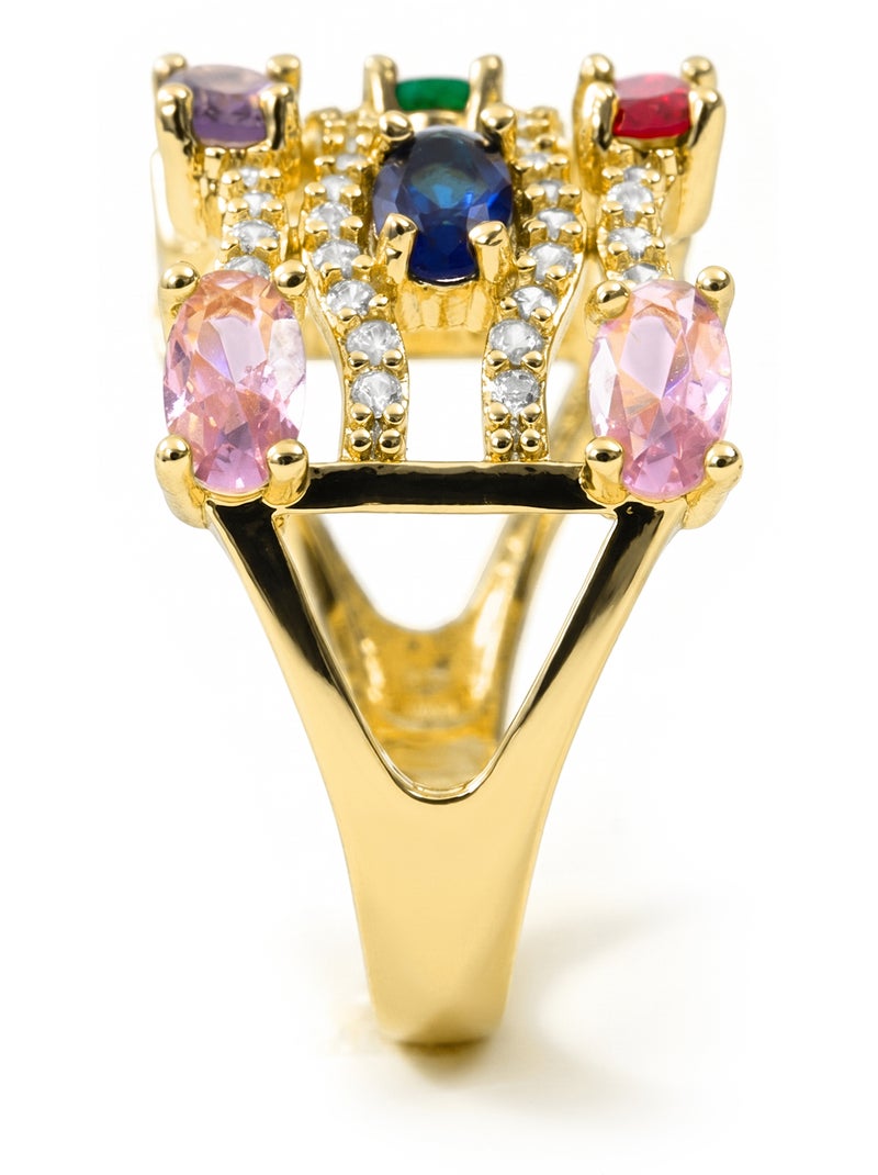 Bague Luxenter en alliage métallique et zirconie multicolore finie en or jaune 18 carats - Rieu Multicolore - Kiabi