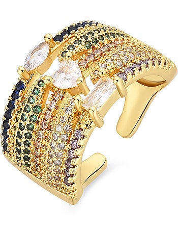 Bague Luxenter en alliage métallique et zirconie multicolore, finie en or jaune 18 carats - Thihsak