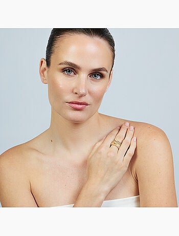 Bague Luxenter en alliage métallique et zirconie multicolore, finie en or jaune 18 carats - Thihsak