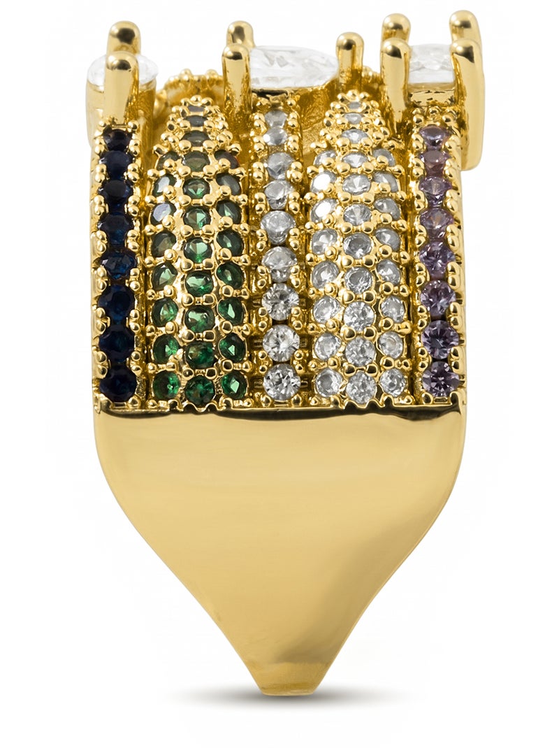 Bague Luxenter en alliage métallique et zirconie multicolore, finie en or jaune 18 carats - Thihsak Multicolore - Kiabi