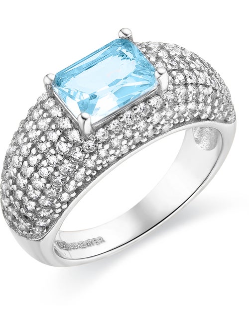 Bague Luxenter en argent 925 avec zircon aiguemarine rhodié Tany - Kiabi