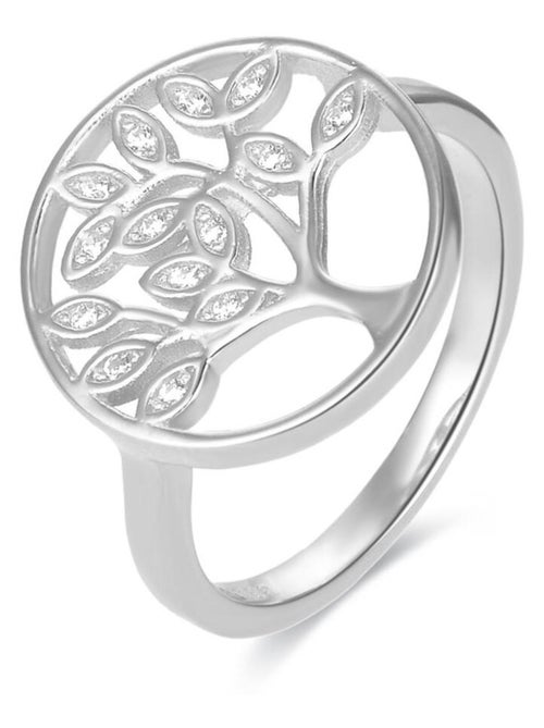Bague Luxenter en argent 925 avec zircon brillant rhodié - Arbre de vie - Kiabi