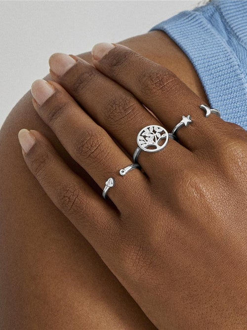 Bague Luxenter en argent 925 avec zircon brillant rhodié - Arbre de vie - Kiabi