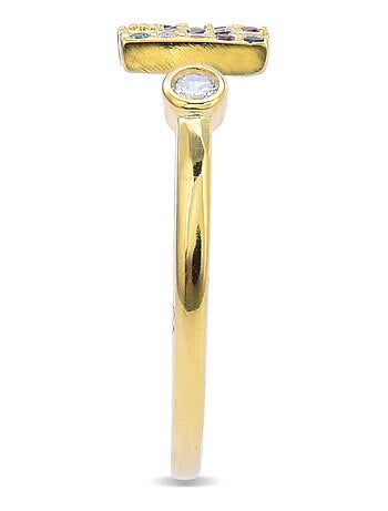 Bague Luxenter en argent 925 avec zircon multicolore en or jaune 18K - Alphabet