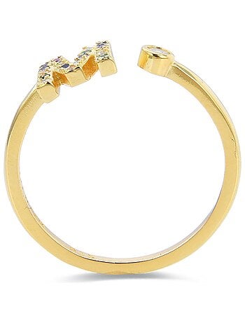 Bague Luxenter en argent 925 avec zircon multicolore en or jaune 18K - Alphabet