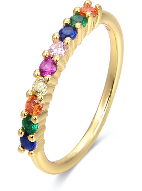 Bague Luxenter en argent 925 avec zircon multicolore et finition et plaqué or 18k - Giloth - Kiabi