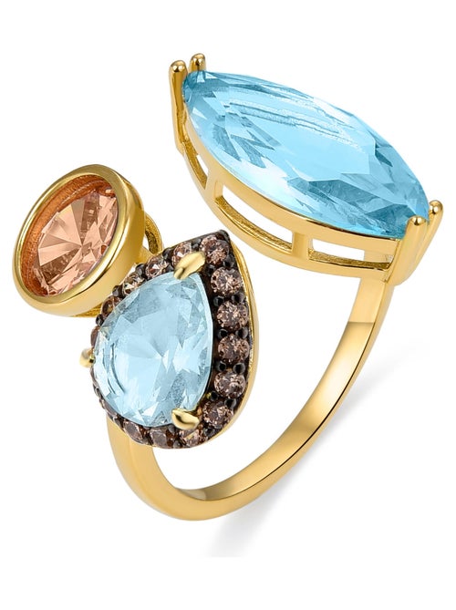 Bague Luxenter en argent 925 avec zircon multicolore et or jaune 18 carats - Adnaw - Kiabi