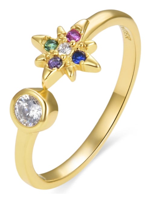 Bague Luxenter en argent 925 avec zircon multicolore finie en or jaune 18K - Lawe - Kiabi