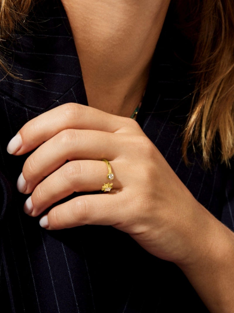 Bague Luxenter en argent 925 avec zircon multicolore finie en or jaune 18K - Lawe Multicolore - Kiabi