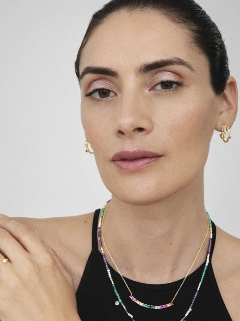 Bague Luxenter en argent 925 avec zircon multicolore finie en or jaune 18K - Lawe Multicolore - Kiabi