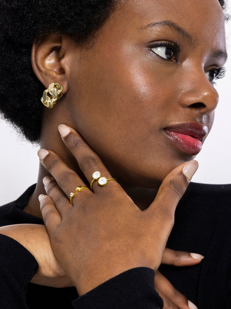 Bague Luxenter en argent 925 avec zircon plaqué or jaune 18k - Abne Blanc - Kiabi