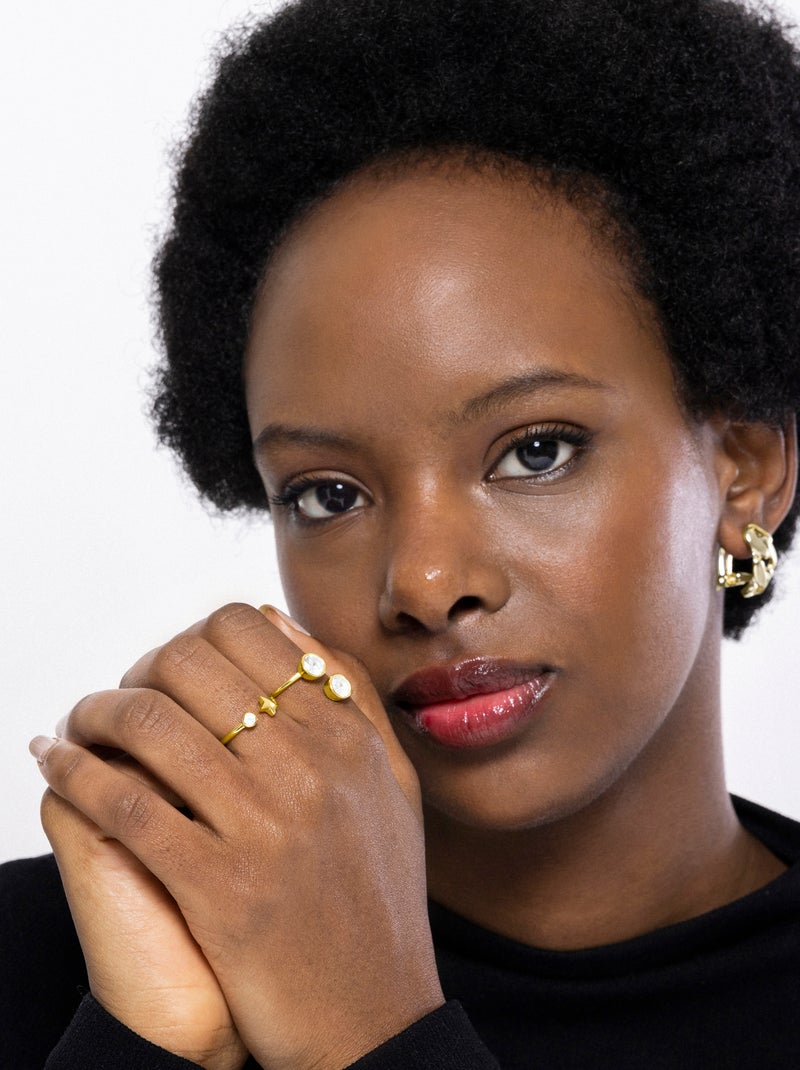 Bague Luxenter en argent 925 avec zircon plaqué or jaune 18k - Abne Blanc - Kiabi