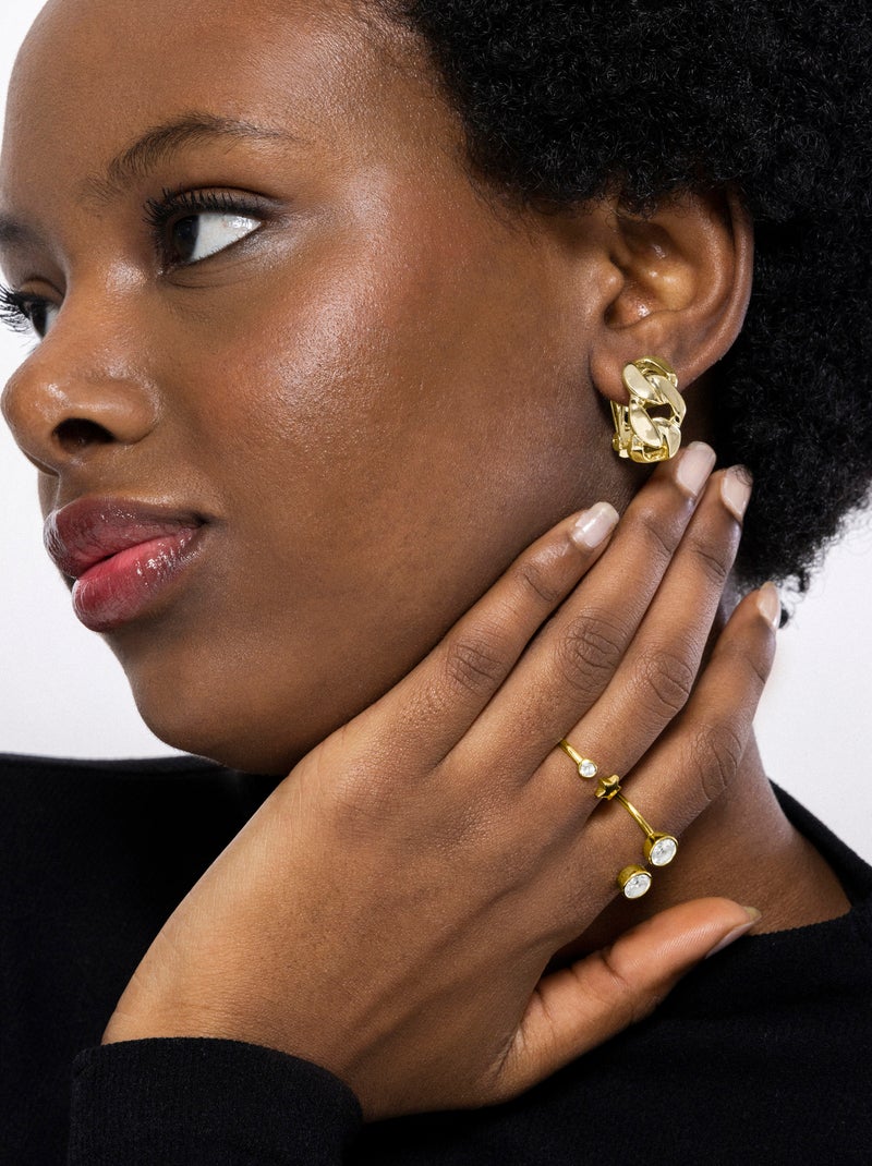 Bague Luxenter en argent 925 avec zircon plaqué or jaune 18k - Abne Blanc - Kiabi