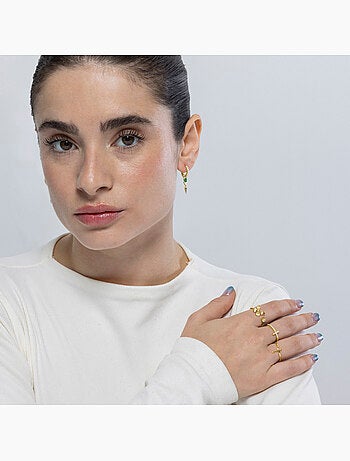 Bague Luxenter en argent 925 avec zircon plaqué or jaune 18k - Azayn Taille réglable