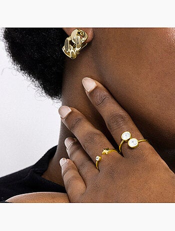 Bague Luxenter en argent 925 avec zircon plaqué or jaune 18k - Fazih Taille réglable
