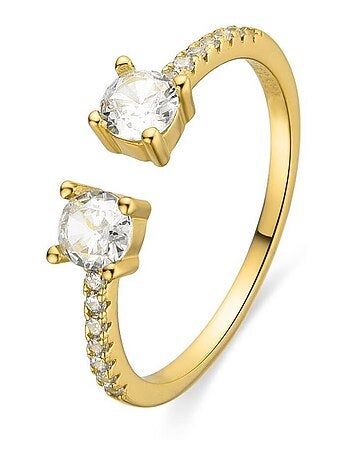 Bague Luxenter en argent 925 avec zircon plaqué or jaune 18k - Kaio