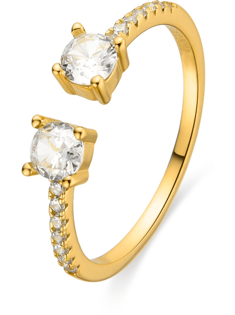 Bague Plaqué Or Poinçonnée - Zircon Blanc Et Rouge - Taille 16 Mm - Neuf Avec étiquettes