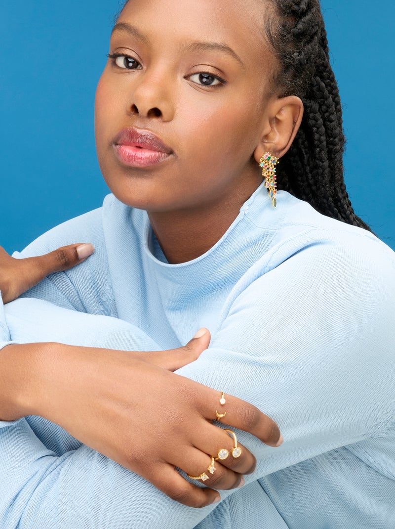 Bague Luxenter en argent 925 avec zircon plaqué or jaune 18k - Takku Blanc - Kiabi