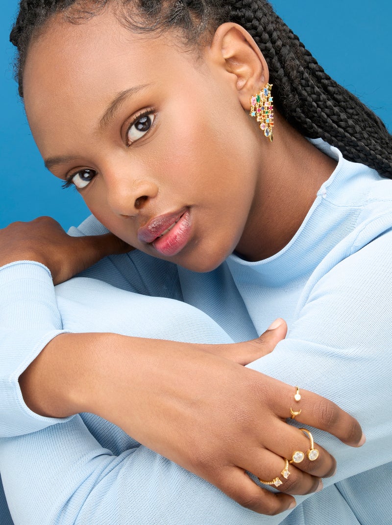 Bague Luxenter en argent 925 avec zircon plaqué or jaune 18k - Takku Blanc - Kiabi