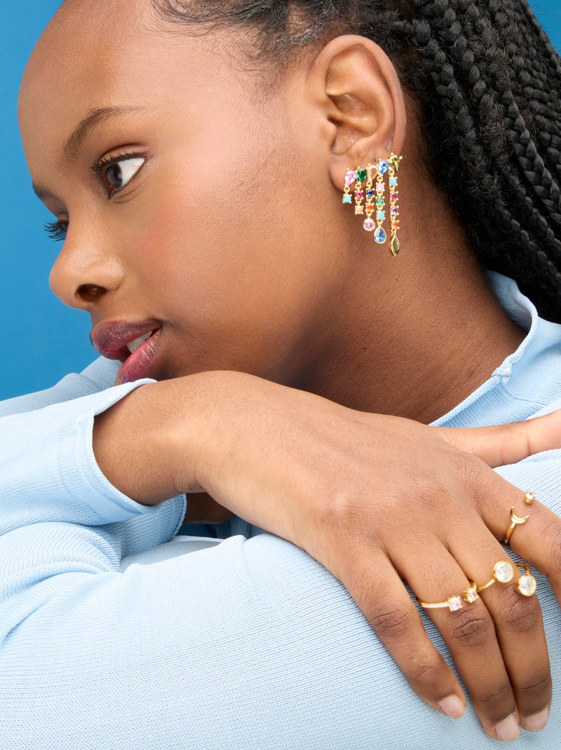 Bague Luxenter en argent 925 avec zircon plaqué or jaune 18k - Takku Blanc - Kiabi