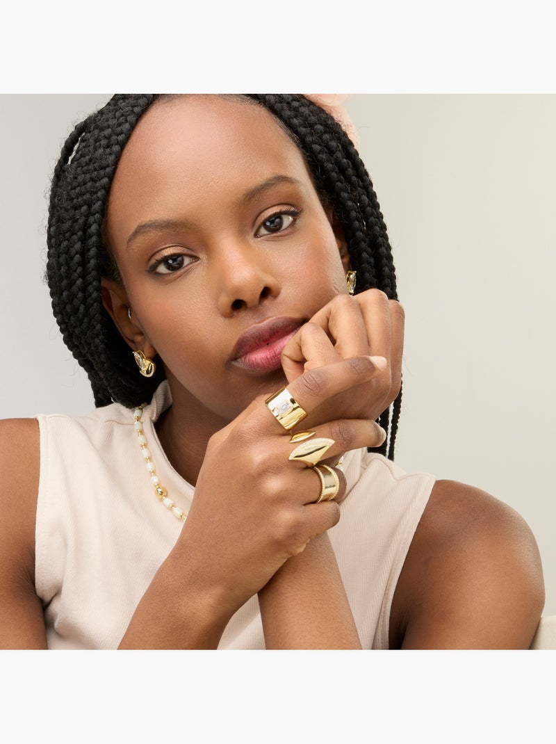 Bague Luxenter en argent 925 avec zircon plaqué or jaune 18k - Vodrum Blanc - Kiabi