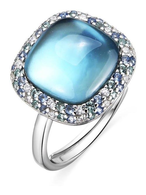 Bague Luxenter en argent 925 et doublet hématite / cristal bleu finition rhodium - Baddal - Kiabi