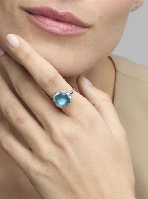 Bague Luxenter en argent 925 et doublet hématite / cristal bleu finition rhodium - Baddal - Kiabi
