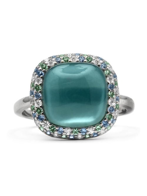 Bague Luxenter en argent 925 et doublet hématite / cristal bleu finition rhodium - Baddal - Kiabi