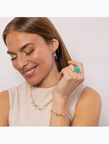 Bague Luxenter en argent 925 et œil de chat bleu finition or jaune 18k - Sanwerd