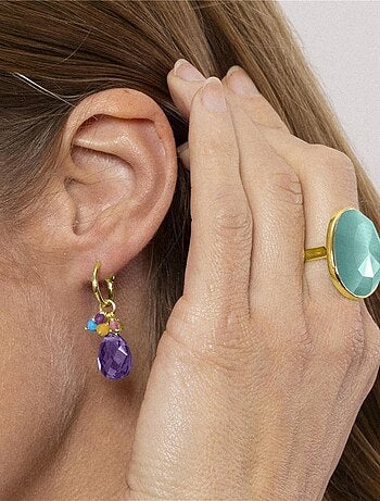 Bague Luxenter en argent 925 et œil de chat bleu finition or jaune 18k - Sanwerd