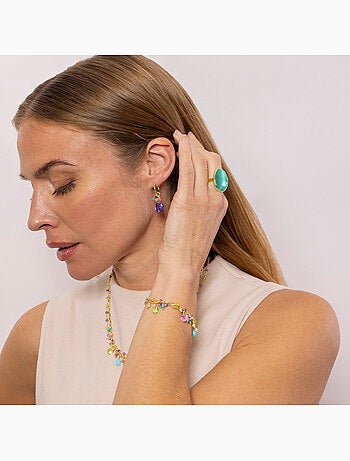 Bague Luxenter en argent 925 et œil de chat bleu finition or jaune 18k - Sanwerd