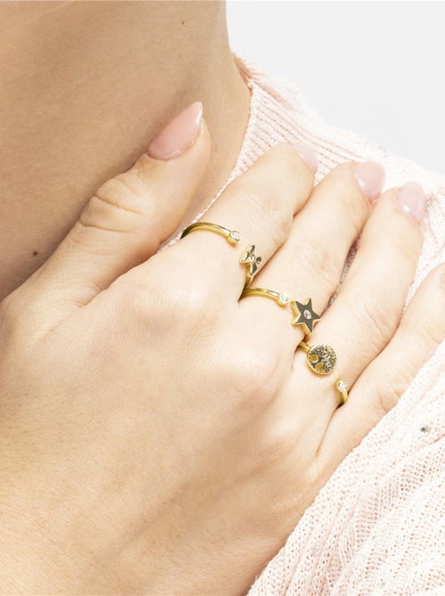 Bague Luxenter en argent 925 et or jaune 18 carats, zircone cubique brillante - Star - Kiabi