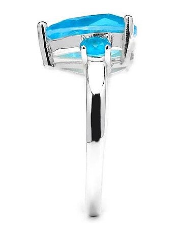 Bague Luxenter en argent 925 et quartz hydrothermal aigue-marine avec finition rhodiée - Larec