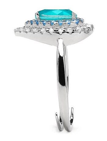 Bague Luxenter en argent 925 et quartz hydrothermal aigue-marine rhodié - Abde