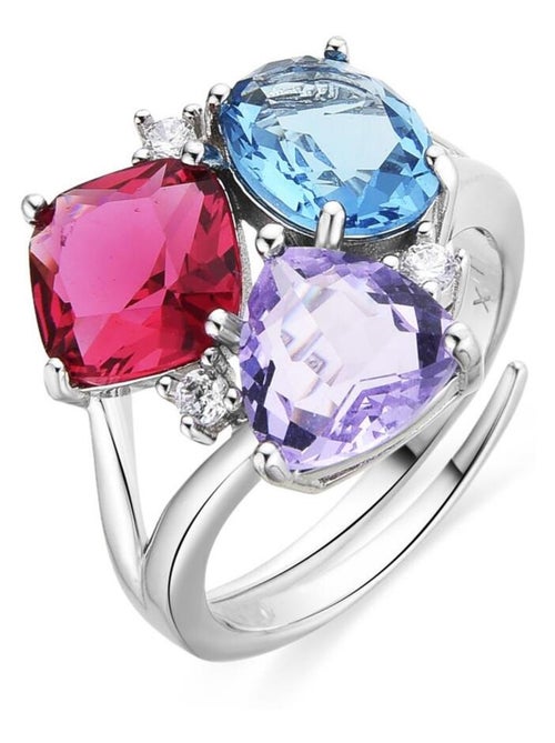 Bague Luxenter en argent 925 et quartz hydrothermal multicolore avec finition rhodiée - Damam - Kiabi