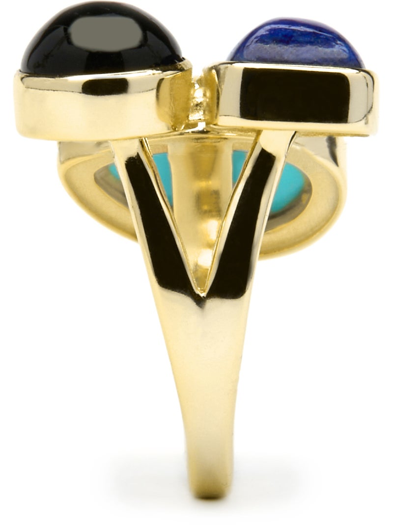 Bague Luxenter en argent  925 et quartz hydrothermal vert Paraiba, finition or jaune 18 k - Miya Multicolore - Kiabi