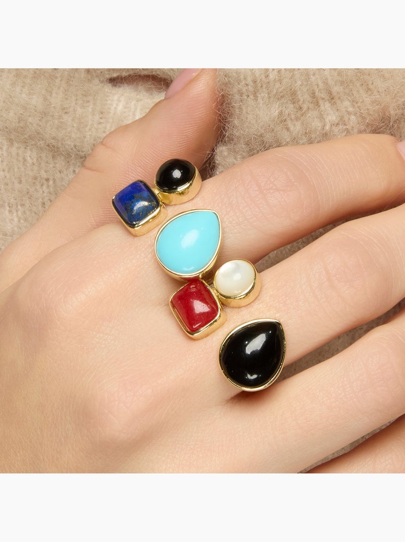 Bague Luxenter en argent  925 et quartz hydrothermal vert Paraiba, finition or jaune 18 k - Miya Multicolore - Kiabi