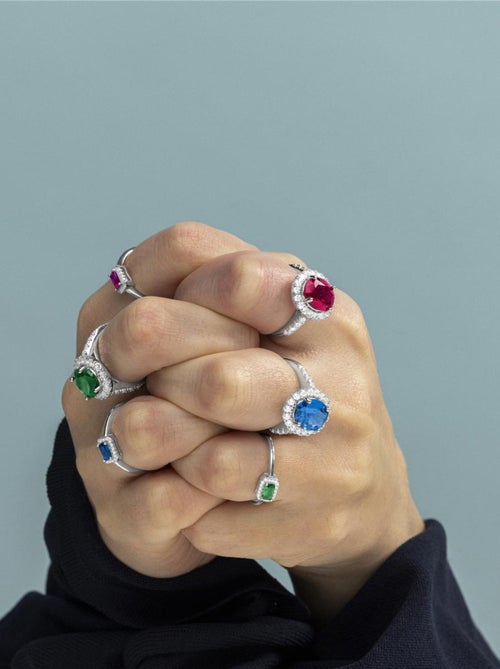 Bague Luxenter en argent 925 et saphir CZ rhodié - Lyla - Kiabi