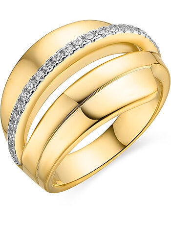 Bague Luxenter en argent 925 et zircon brillant plaqué or 18 carats - Makho
