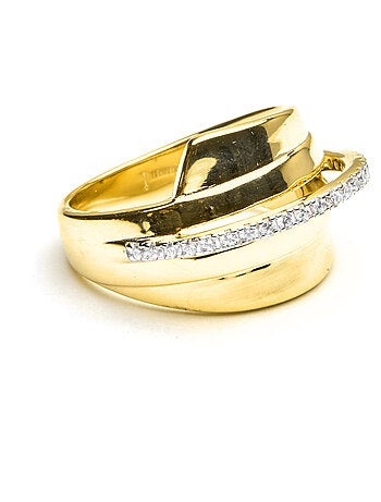 Bague Luxenter en argent 925 et zircon brillant plaqué or 18 carats - Makho
