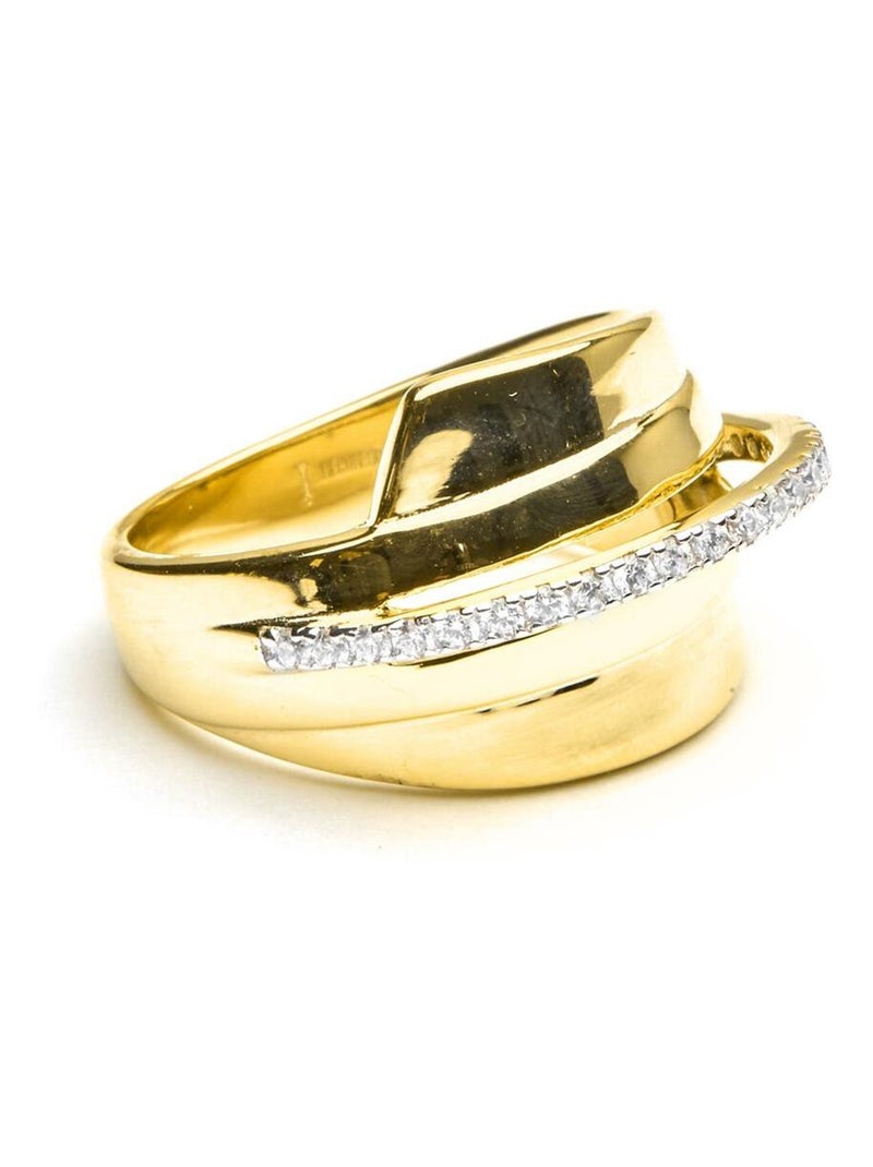 Bague Luxenter en argent 925 et zircon brillant plaqué or 18 carats - Makho Blanc - Kiabi