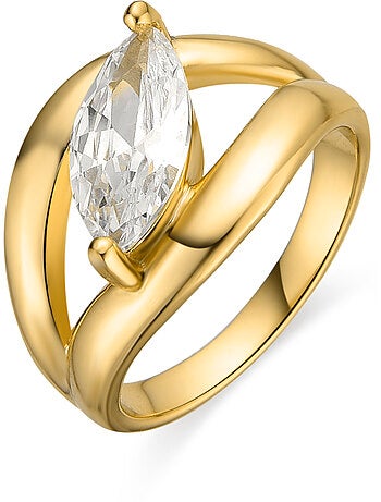 Bague Luxenter en argent 925 et zircon brillant plaqué or 18 carats - Nathon