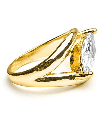 Bague Luxenter en argent 925 et zircon brillant plaqué or 18 carats - Nathon