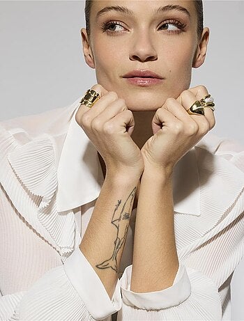 Bague Luxenter en argent 925 et zircon brillant plaqué or jaune 18 carats - Idel