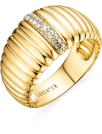Bague Luxenter en argent 925 et zircon cubique brillant plaqué or 18 carats - Dorane