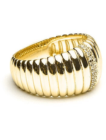 Bague Luxenter en argent 925 et zircon cubique brillant plaqué or 18 carats - Dorane