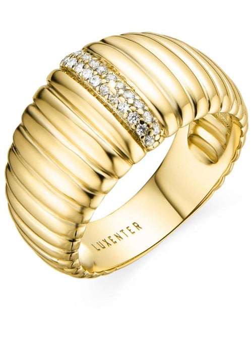 Bague Luxenter en argent 925 et zircon cubique brillant plaqué or 18 carats - Dorane - Kiabi