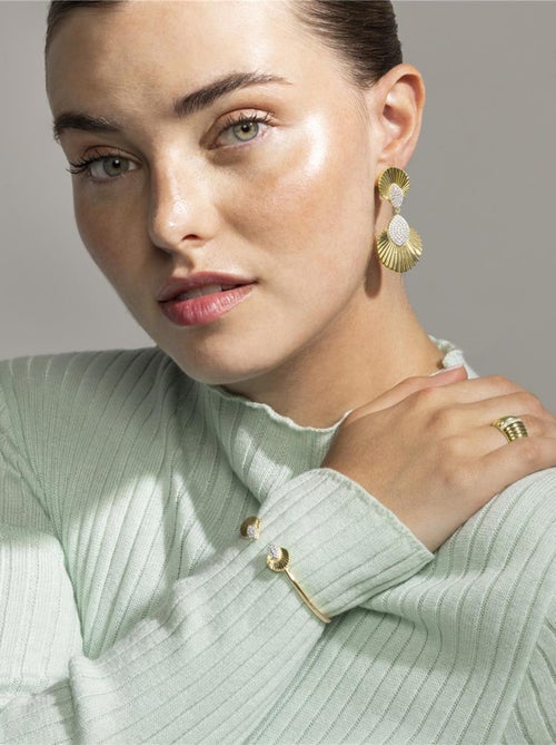 Bague Luxenter en argent 925 et zircon cubique brillant plaqué or 18 carats - Dorane - Kiabi