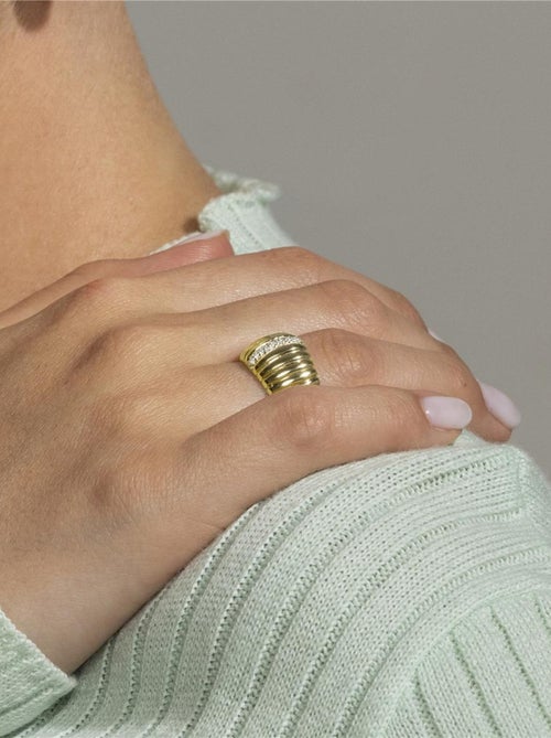 Bague Luxenter en argent 925 et zircon cubique brillant plaqué or 18 carats - Dorane - Kiabi